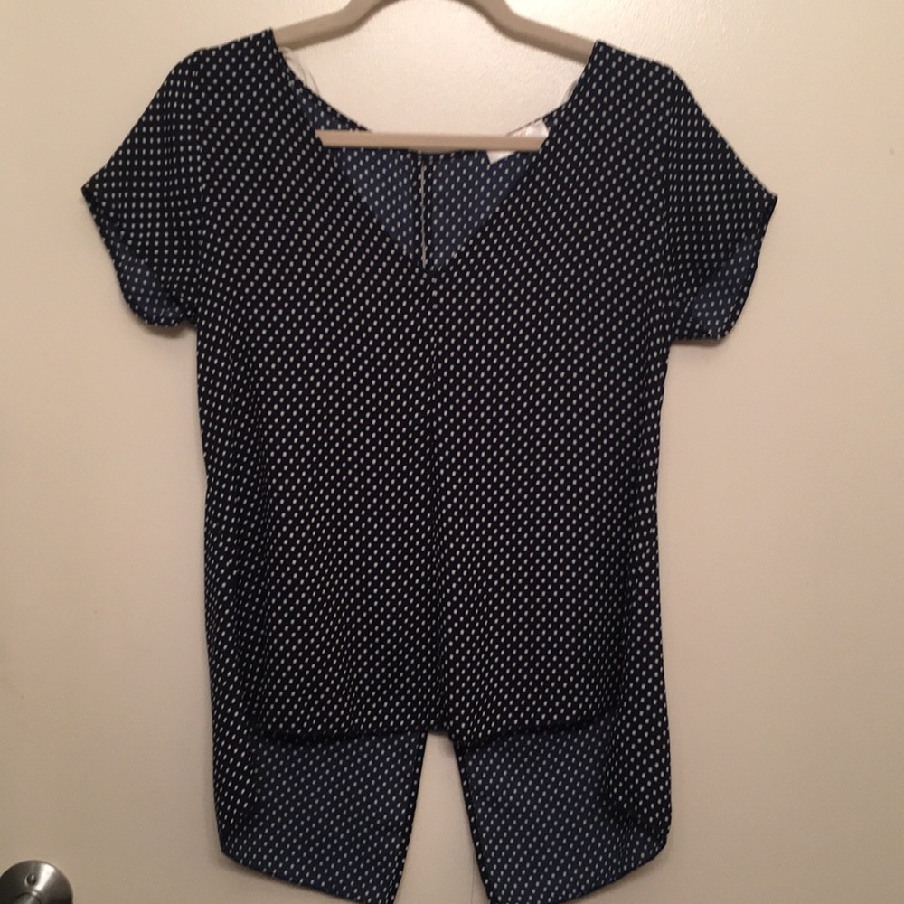 Navy with white polka dots